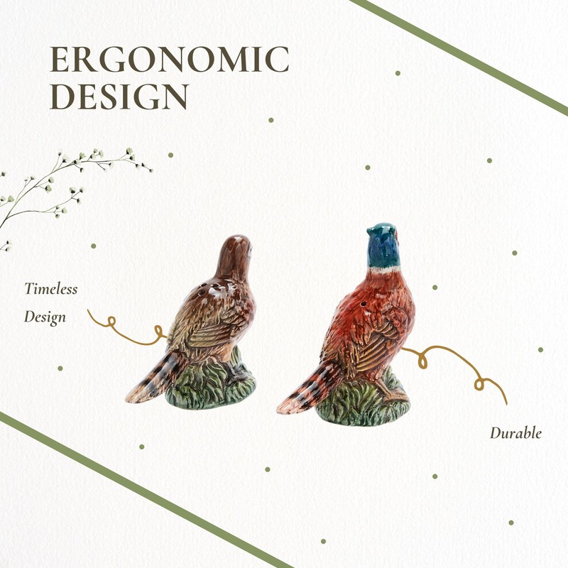 Spode 3.5" Pheasant-Shaped Salt and Pepper Shakers - Dolomite Ceramic