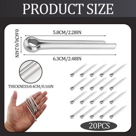 Yenblow 20 Pcs Marine Engine Propeller Fixing Hardware Cotter Pins, Compatible with Yamaha F150 F200 F300 Suzuki DF140A DF250A DF300B Johnson Evinrude E-Tec G2 150 200 300 (M4 x 50mm)