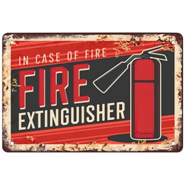 Rosefinch Stone fire Safety Extinguisher Usage Banner Vintage Metal Tin Sign for Men Women,Wall Decor for Bars,Restaurants,Cafes Pubs,12x8 Inch