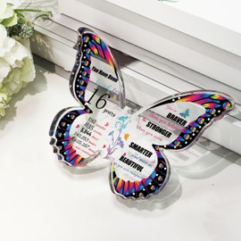 Sweet 16 Gifts for Girls, 16th Birthday Gifts for Gilrs, 16 Year Old Ideas Birhtday Gifts, Best 16 Birthday Gifts for Daughter Granddaughter Niece Friends Sister Bestie, Happy 16th Birthday Decoration, Butterfly Desk Decor Acrylic Keepsake