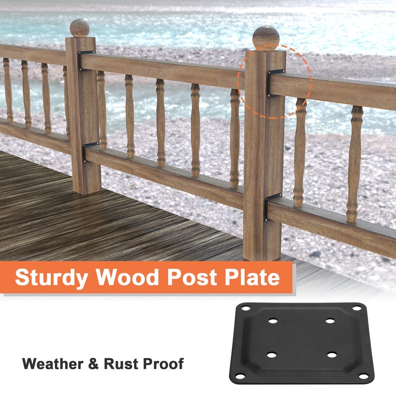 ForoGore 4" x 4" Wood Post Plate Connector, Powder-Coated Decking