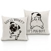 EIONEY Lovely Pug Guest What It's Pug Butt Throw Pillow