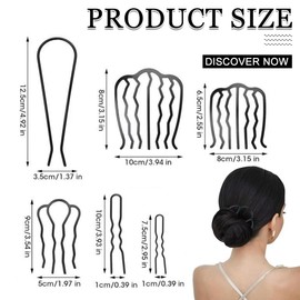 Hair Comb Metal 8 Pieces Hair Comb U-Shaped Metal Hair Combs Teeth Updo Bun Hair Pin Hair Accessories Comb Hairpin Side Comb