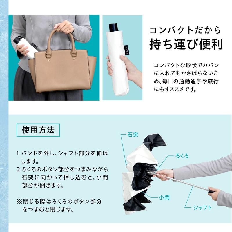 日傘 晴雨兼用 rcp 折りたたみ傘 軽量【重量:229.g】【 高遮熱 放射冷却素材 Radi-Cool 生地使用 】