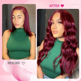 Clip in Hair Extensions Real Human Hair 125g 8pcs 18clips Burgundy Kinky Straight Hair Extensions Clip in Human Hair Clip ins Double Weft Human Extensions for Women Hair Loss and Thinning Hair