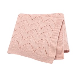 Baby Cellular Blanket 100% Cotton Blankets Knitted Baby Blanket Breathable Pram/Travel/Moses Basket for Outdoor(100x80cm) (Pink1)