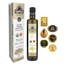 Ellora Farms, Organic PDO Greek Extra Virgin Olive Oil, Certified Single Estate, High in PolyphenolS, Traceable, Kosher, Glass Bottle in gift box, 17 FL oz