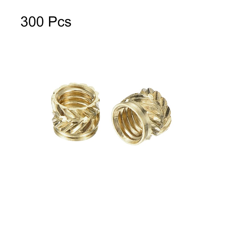 sourcing map Knurled Insert Nut M4 x 4mm L x