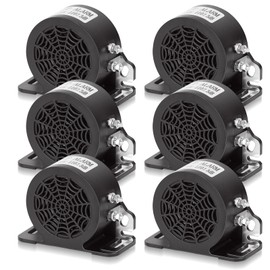 MIRKOO Backup Alarm 110dB 12V-80V DC Waterproof Industrial Heavy-Duty Backup Reverse Warning Alarm Super Loud Beeper for Truck Van Freight Car Lorry Heavy Vehicles (Self-Grounding Metal Sheet-6PC)