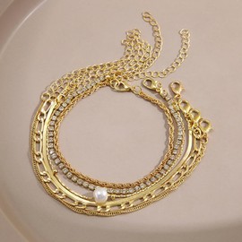 Gold Bracelets for Women Trendy Chunky Gold Bracelet Rhinestone Tennis Bracelet Stackable Bracelets Twist Snake Chain Bracelet Cuban Chain Link Bracelet Boho Bracelets for Teen Girls