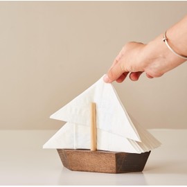 Wooden Sailboat Napkin Holder - Decorative Tabletop Napkin Dispenser with Nautical Design, Perfect for Home and Kitchen Decor