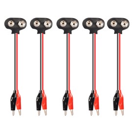 PNGKNYOCN 9V Battery Snap to Alligator Clips Cable,5 Pack Dual Alligator Clips to 9V Battery Snap Connector Cables（15cm）