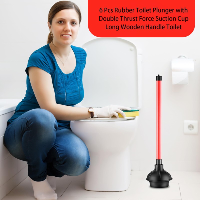 Domensi 6 Pcs Toilet Plunger Bulk Heavy Duty Rubber Plug