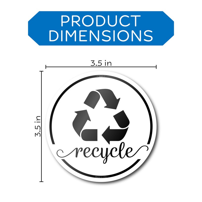 Elegant Recycling Stickers for Trash Can, 3.5" Recycle Stickers for