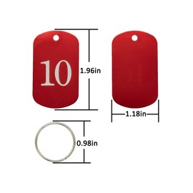StayMax Aluminum Numbered Key Tags ID Tag (1-10, Red)