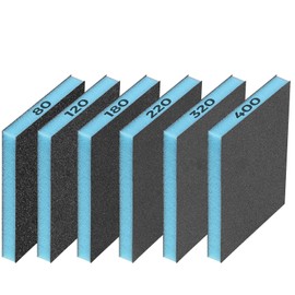 STEBRUAM 6 Pcs Sanding Sponge, 120mm x 100mm 80 120 180 220 320 400 # Sanding Blocks, Washable and Reusable Sand Sponge Kitchen Cleaning Sinks Woodworking DIY Work Metal Polishing Sponge