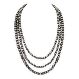 Western Metallic Navajo Pearl Choker Necklace For Women Multi Layer Turquoise Beaded Boho Chic Statement Necklace Southwestern (Navajo Pearl)