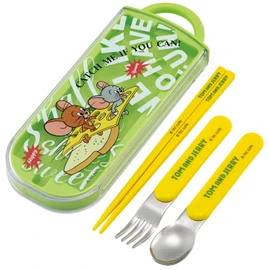 Skater EAT TACC2AG Children's Lunch Box Trio Set, Chopsticks, Spoon and Fork, Antibacterial, Easy to Open Slide Type, Made in Japan