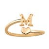 Heart Initial Stackable Rings, Adjustable Pinky Rings Cute Capital Letter