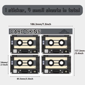 CREATCABIN Tape Credit Card Skins Cassette Debit Card Skin Sticker Covering Personalizing Bank Card Protecting Decals Waterproof Removable No Bubble Slim for Transportation Key Card Black 7.3x5.4Inch