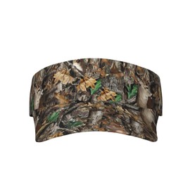 Camo Camouflage Hunting Deer Real Tree Deer in The Woods Sports Sun Visor Hats Adjustable Men Women Lightweight Packable Cooling Empty Top Visor Hat for Running, Tennis, Golf