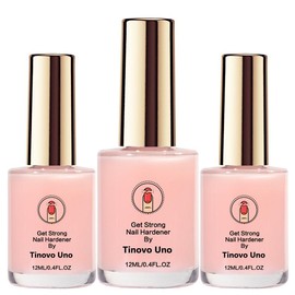 Tinovo Uno 3pcs [Pink Nail Hardener] Natural Sheer Pink NailHardener 12ml  Decorative Nails for Enhanced Shine andGloss