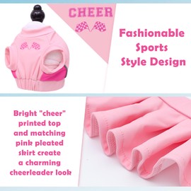 CuteBone Pet Cheerleader Costume Two Piece Cheer Dog Dress Pink Clothes - Sports Outfit for Small Dogs & Cats - Comfortable, Stylish, Easy to Wear - Great for Game Days, Parties and Photos LLD01S