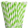 ALINK 100 Light Green and White Striped Paper Straws, Biodegradable