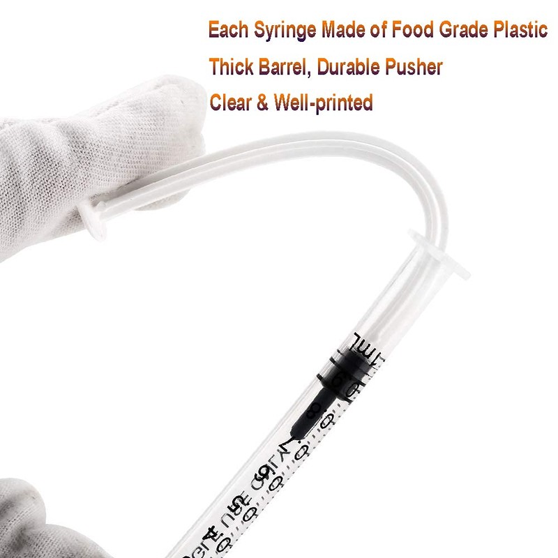 100pcs 1ml Plastic Syringes with caps for Scientific Labs Experiment