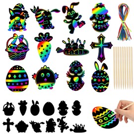 Pack of 36 Easter Scratch Pictures Craft Set, Easter Scratch Pictures, Easter Scratch Pictures Children, Easter Egg Scratch Pictures, DIY Scratch Pictures for Easter, for Easter Party Decoration and