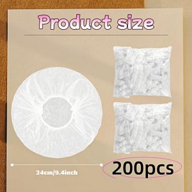 SDXCJY 200 Pcs Shower Caps Disposable,Bath Caps Large Thick Clear Waterproof Plastic Elastic Hair Bath Caps,Hair Caps for Spa, Home Use, Hotel and Hair Salon Supplies. (White)