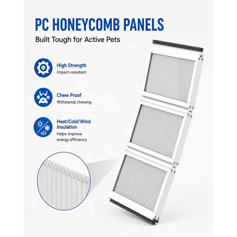 3-Panel Airseal Pet Door Flap 10.25x15.75in XL, Metal Connection
