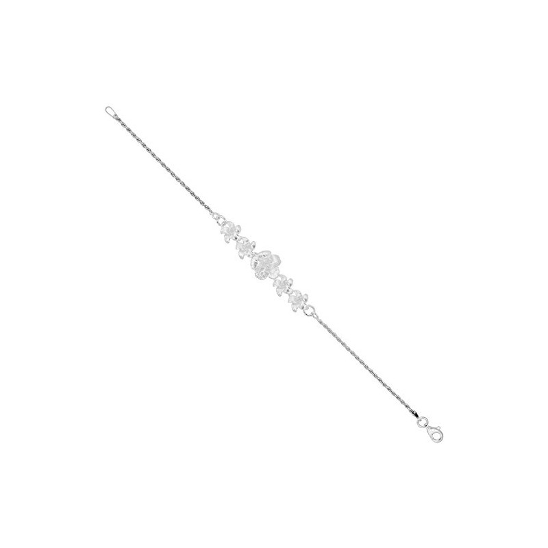 Sterling Silver Hawaiian Floral Hibiscus Center Necklace, 17 inches Long