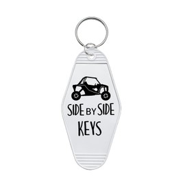 Orhokoyc Key Tag for Side by Side Keys, Off Road Driver Gift Keychain, Retro ATV UTV Key Lable Tag Four Wheeler Biker (White)