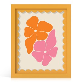 THKRLOF 8x10 Picture Frame with Real Glass, Wooden cute 8 x 10 Photo Frame with Wavy Mat for Tabletop and Wall Hanging, Yellow, 1 Pack