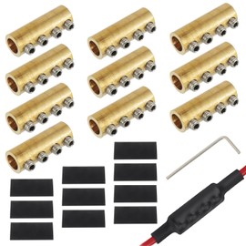 HUAREW 6 AWG 80A Splicing Wire Connector, 80A Splicing Quick Wiring Connection Terminal, Wire Connector with Screws and Heat Shrink Tube(Pack of 10)