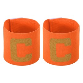PATIKIL 9.4x2.5 Soccer Captain C Armband, 2 Pack Nylon Unisex Elastic Arm Badge Adjustable for Youth Adult Team Training, Orange