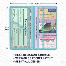 MOTO4X Car Registration and Insurance Card Holder, Premium PU Leather Glove box Organizer for Licence, Cards & Essential Documents in your Glove compartment, a Car Wallet for all Vehicle needs:Blue