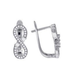 925 Sterling Silver Womens Cubic Zirconia Infinity Clip on Earrings-Clip on Earring for Women