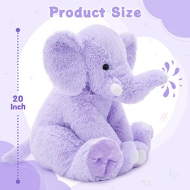 MorisMos Large Elephant Stuffed Animal, 19.6inch Soft Stuffed Elephant Plush Companion Gifts for Girls Boys, Purple