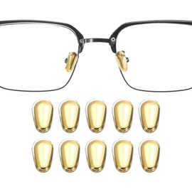 HARFINGTON 5 Pairs Eyeglass Nose Pad 5mm Thickness Silicone Anti-Slip Glasses Nose Grips Silicone Coated Gold Glasses Nose Pads for Plastic Frames Glasses Sunglasses, Gold