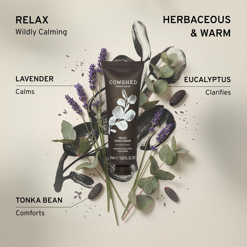 Cowshed Relax Hand Cream 50ml, Lavender, Eucalyptus & Tonka