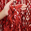 CYLMFC 3 Pack Red Aluminium Foil Curtains, 3.3ft x 6.6ft,