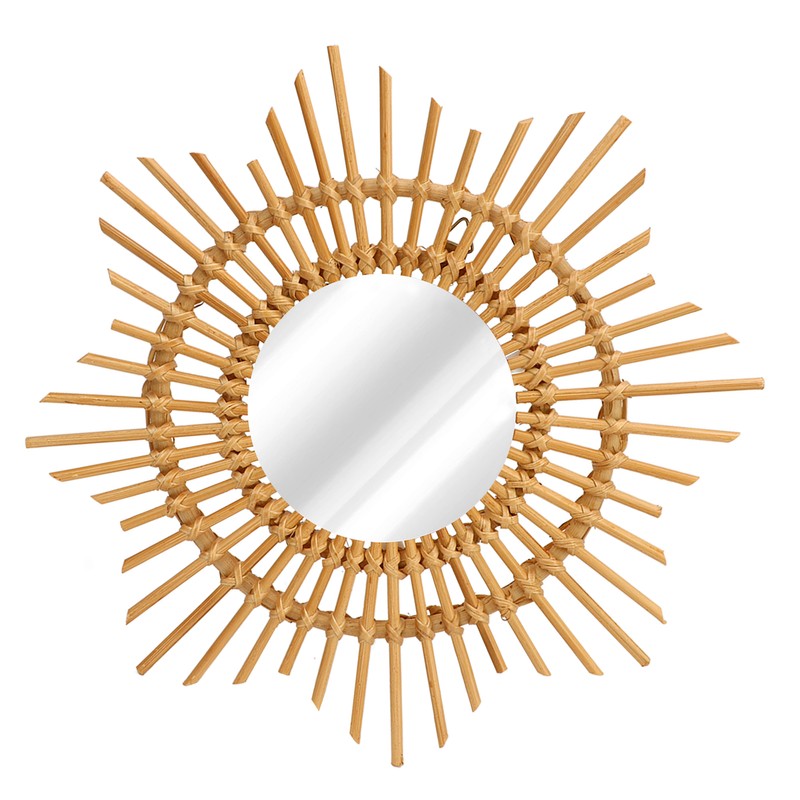 Wall Decor Rattan Mirror Star Shape Unique Simple Handwoven Mirror