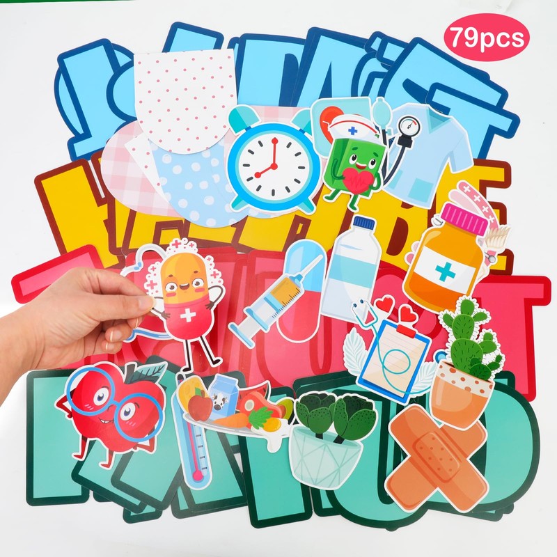 HOWAF 79pcs Healthy Bulletin Board Set,Nursing First Day of School