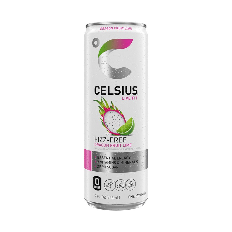 CELSIUS Fizz Free Dragon Fruit Lime, Sugar Free Energy Drink,