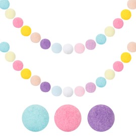 GCQQ Pastel Pom Pom Garland - 1.2" Easter Pompom Garlands 16.4 Ft Spring Rainbow 60 Wool Felt Ball Pompom Garlands for Tree Mantle Bedroom Nursery Classroom Easter Party Decorations