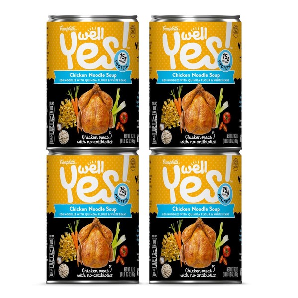 Campbell's Well Yes! Chicken Noodle Soup, 16.2 oz. Cans (Pack of 4)