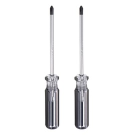HARFINGTON 2pcs Magnetic Phillips Screwdriver 5x100mm Rod PH2 Carbon Steel Cross Head Screw Driver with Non-slip Handle for Appliances Repair Improvement, Black