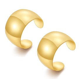 COLOYAN 2PCS Gold Wide Cuff Bracelets Bangle for Women Chunky 14K Gold Plated Open Arm Cuffs Bangle Adjustable